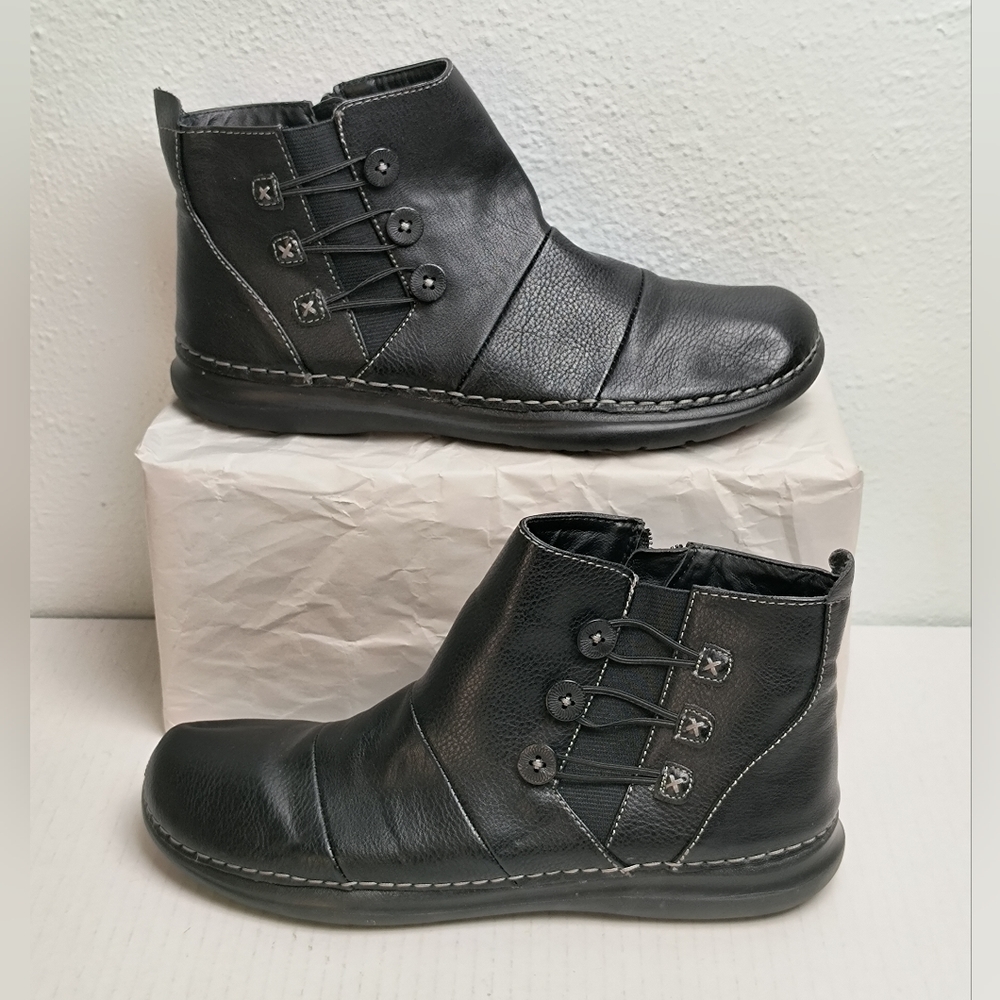 Sofft Black Leather Side-Button Ankle Booties